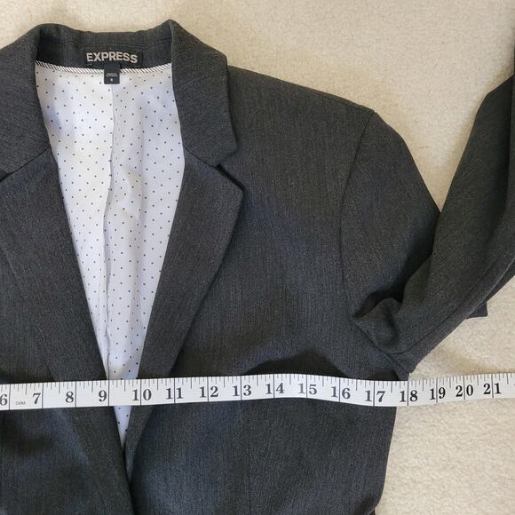 Express Women's 8 Charcoal Gray Suit Jacket Blazer Single Breasted 1 Button - Picture 9 of 16